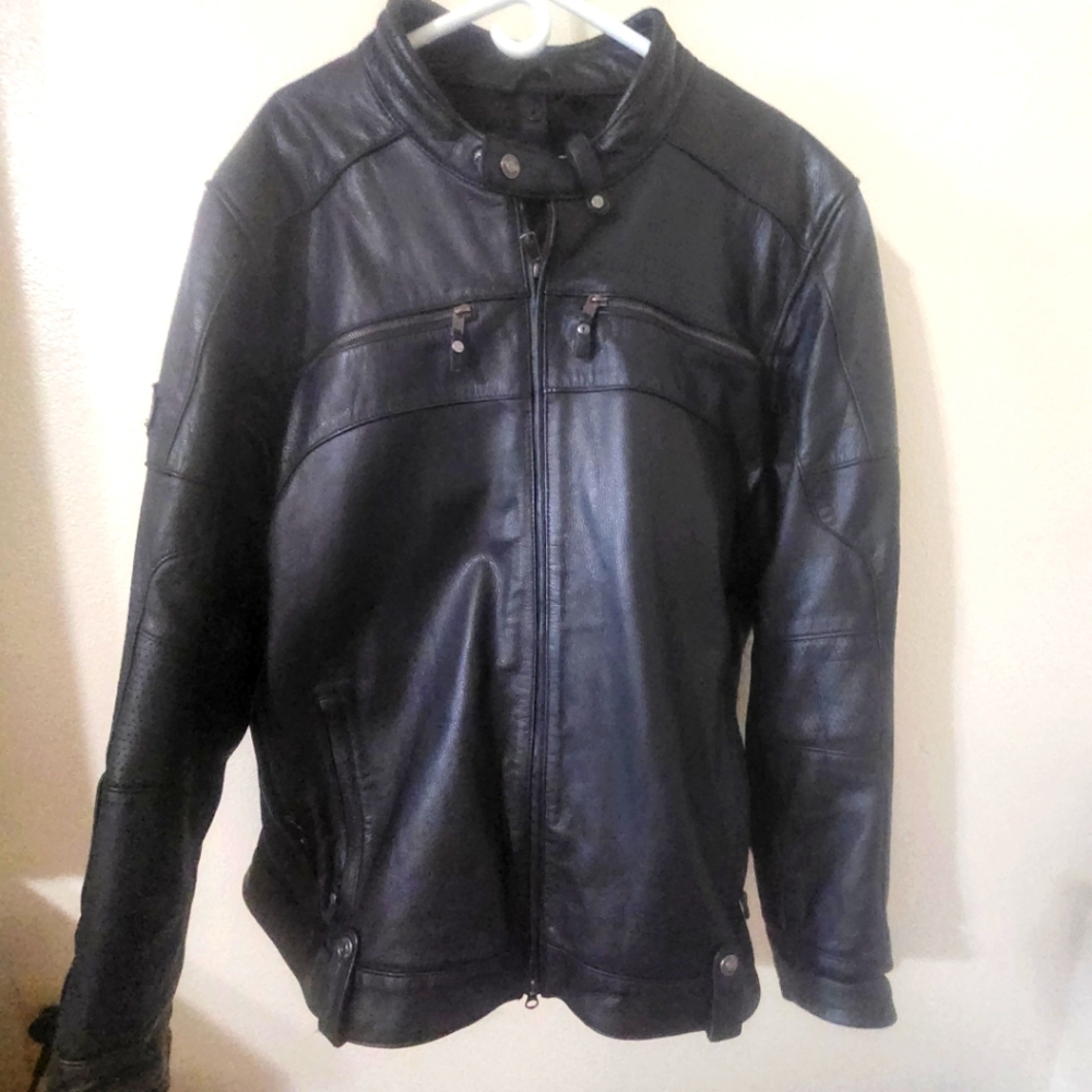 Harley Davidson Men's Black Leather Jacket With Removable Hoodie Liner